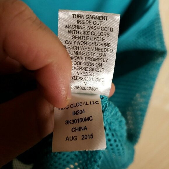 Jessica Simpson The Warm Up Womens Teal Mesh Knit Tank Top Large - Picture 8 of 8